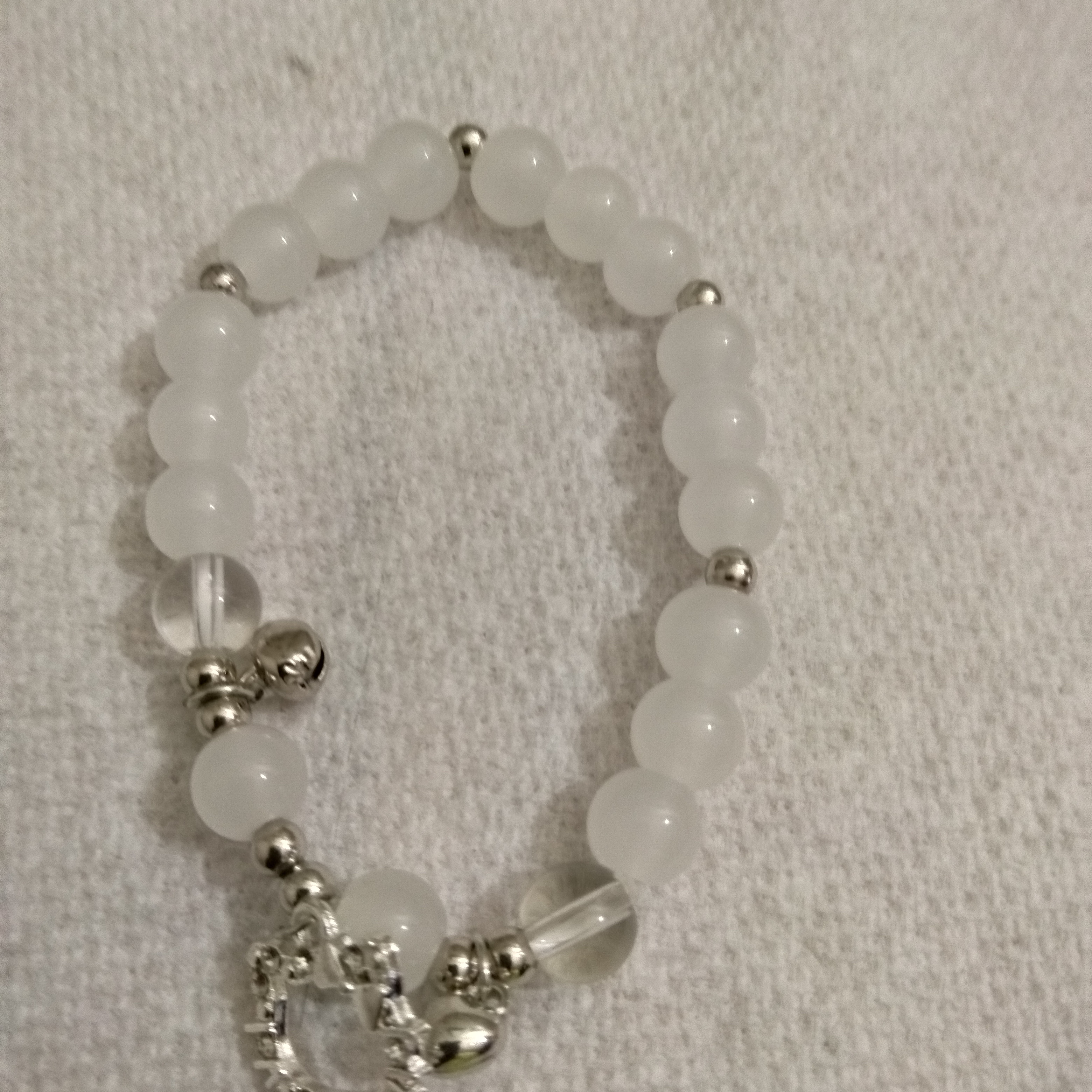 Elegant Silver And White Beaded Bracelet